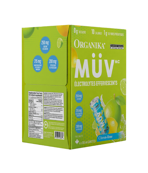MÜV Sparkling Electrolytes - 355 ml Box (4 Pack) - Organika Health Products