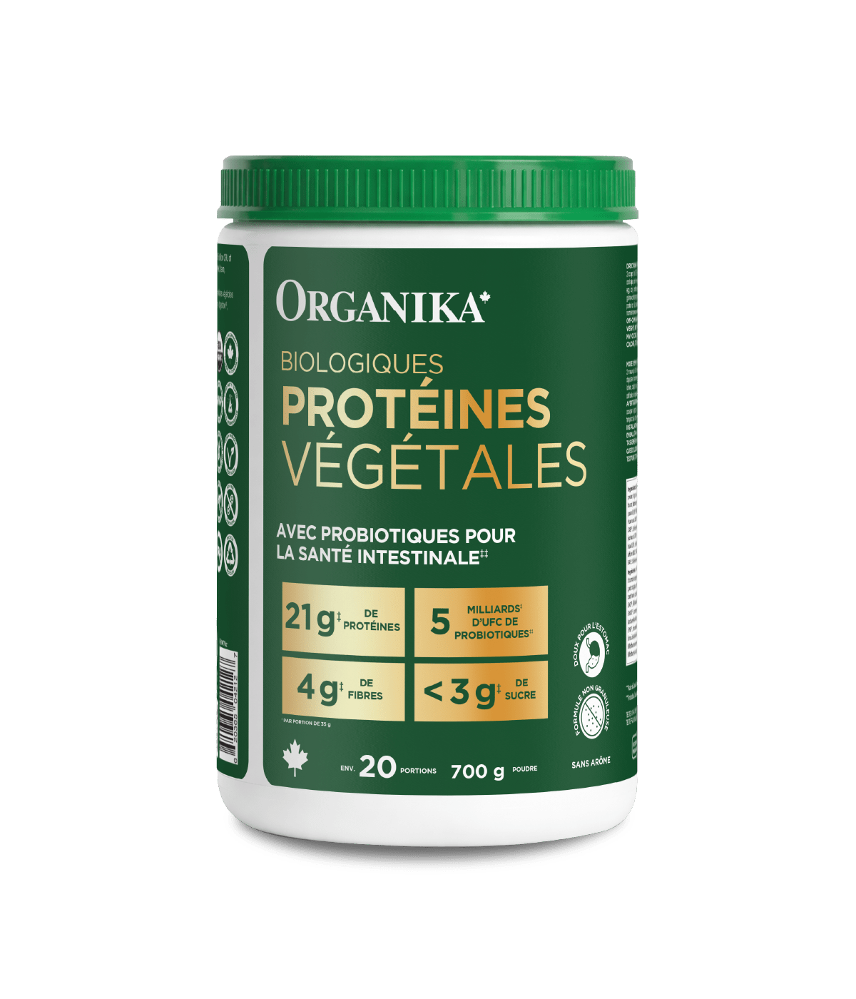 Organic Plant Protein with Probiotics for Gut Health - Unflavoured - 700 g - Organika Health Products