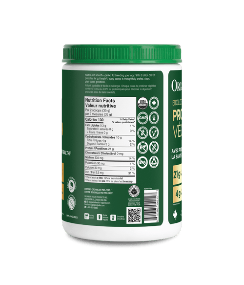 Organic Plant Protein with Probiotics for Gut Health - Unflavoured - 700 g - Organika Health Products
