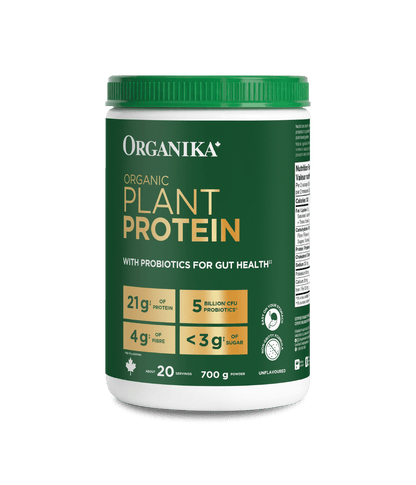 Organic Plant Protein with Probiotics for Gut Health - Unflavoured - 700 g - Organika Health Products