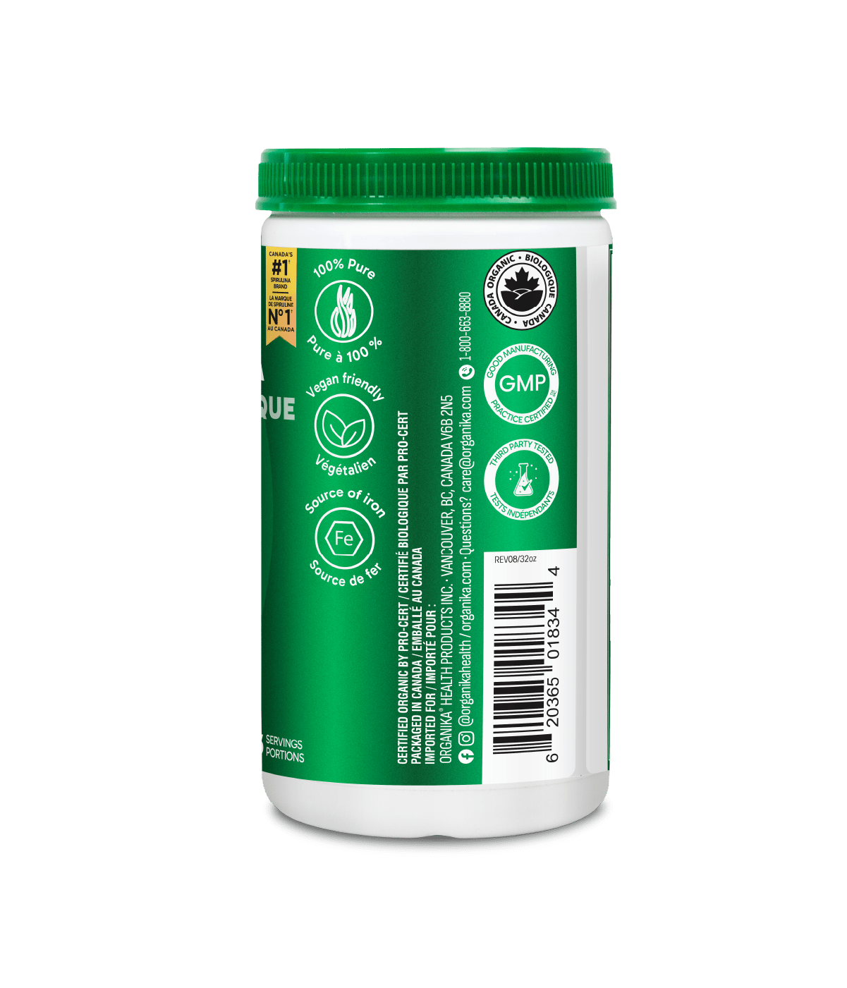 Organic Spirulina Powder - 500 g - Organika Health Products
