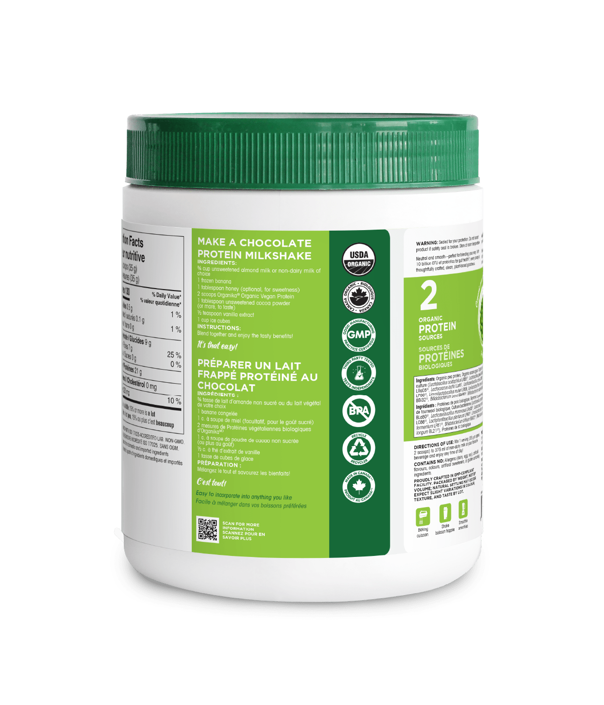 Organic Vegan Protein with Prebiotics & Probiotics - Unflavoured - Organika Health Products