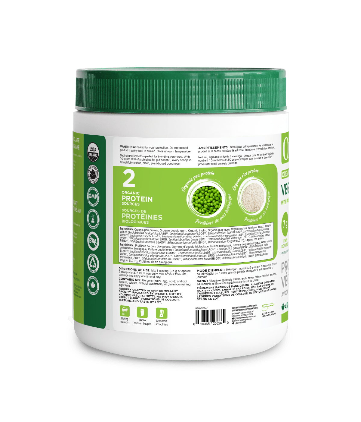 Organic Vegan Protein with Prebiotics & Probiotics - Unflavoured - Organika Health Products