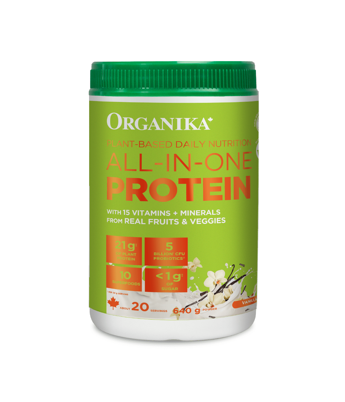 Plant - Based Daily Nutrition All - In - One Protein - Vanilla - 640 g - Organika Health Products