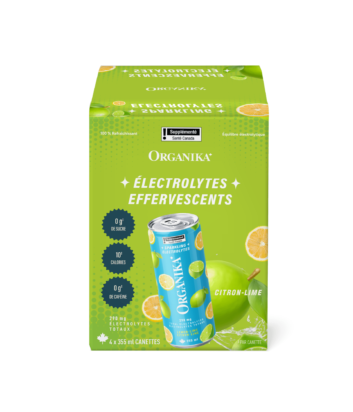 Sparkling Electrolytes (4 Pack) - 355 ml Box (4 Pack) - Organika Health Products