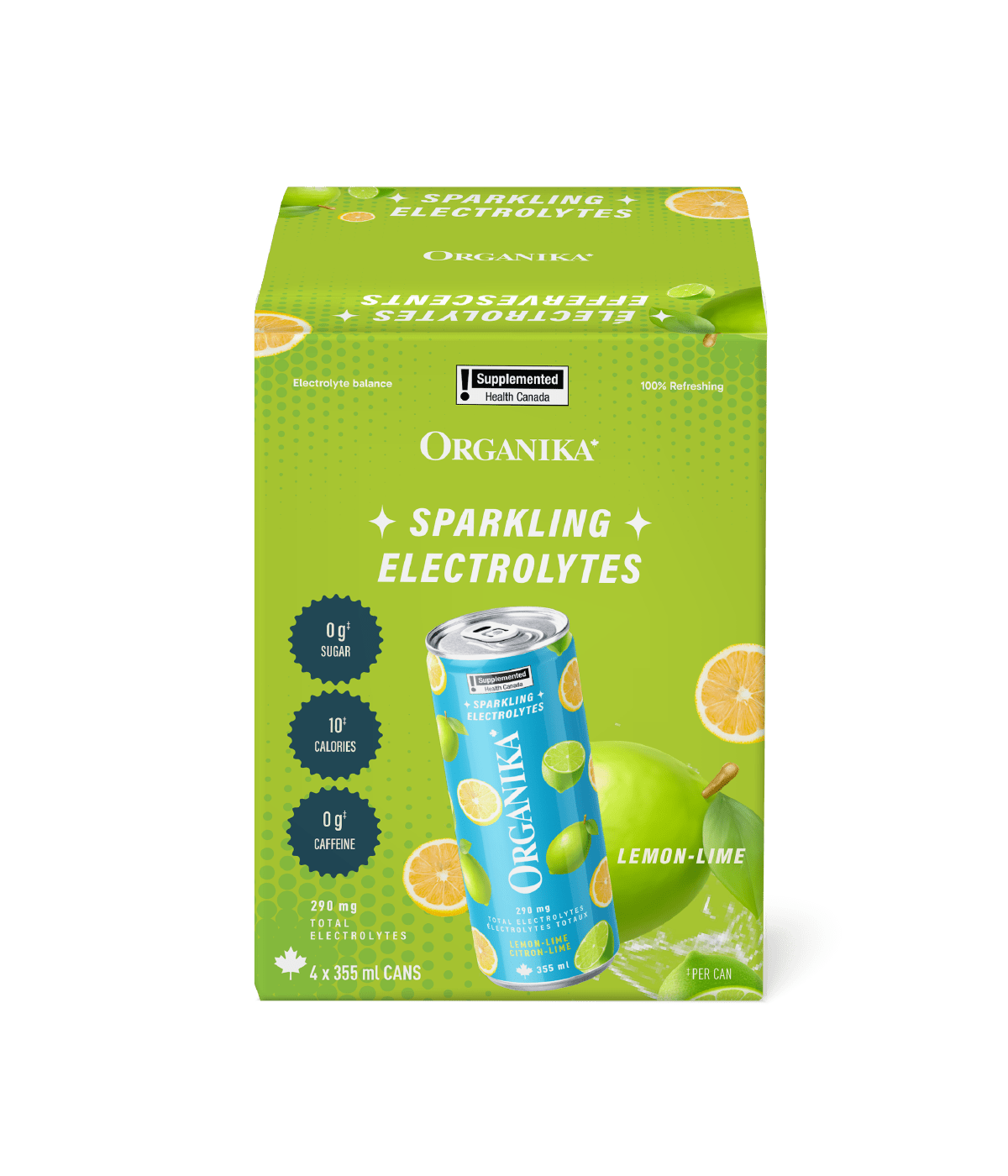 Sparkling Electrolytes (4 Pack) - 355 ml Box (4 Pack) - Organika Health Products