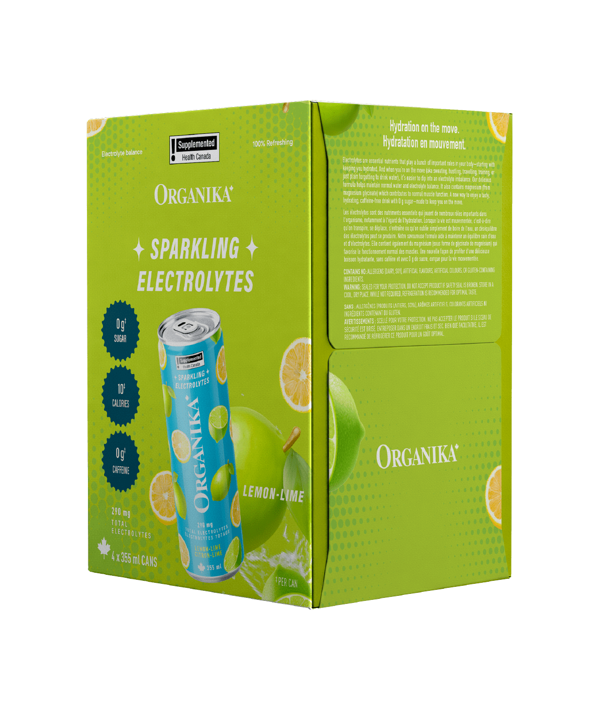 Sparkling Electrolytes (4 Pack) - 355 ml Box (4 Pack) - Organika Health Products