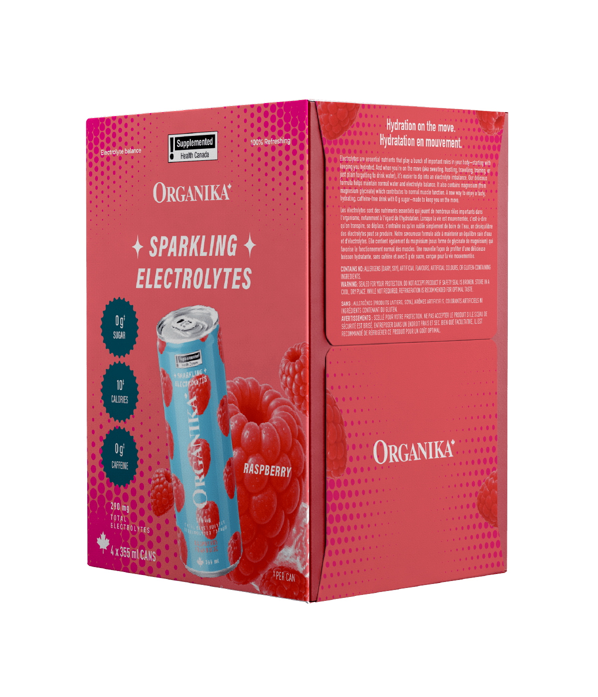 Sparkling Electrolytes (4 Pack) - 355 ml Box (4 Pack) - Organika Health Products