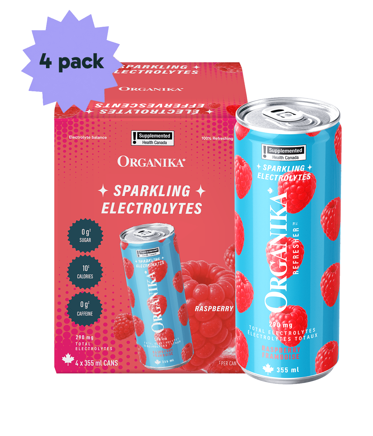 Sparkling Electrolytes (4 Pack) - 355 ml Box (4 Pack) - Organika Health Products