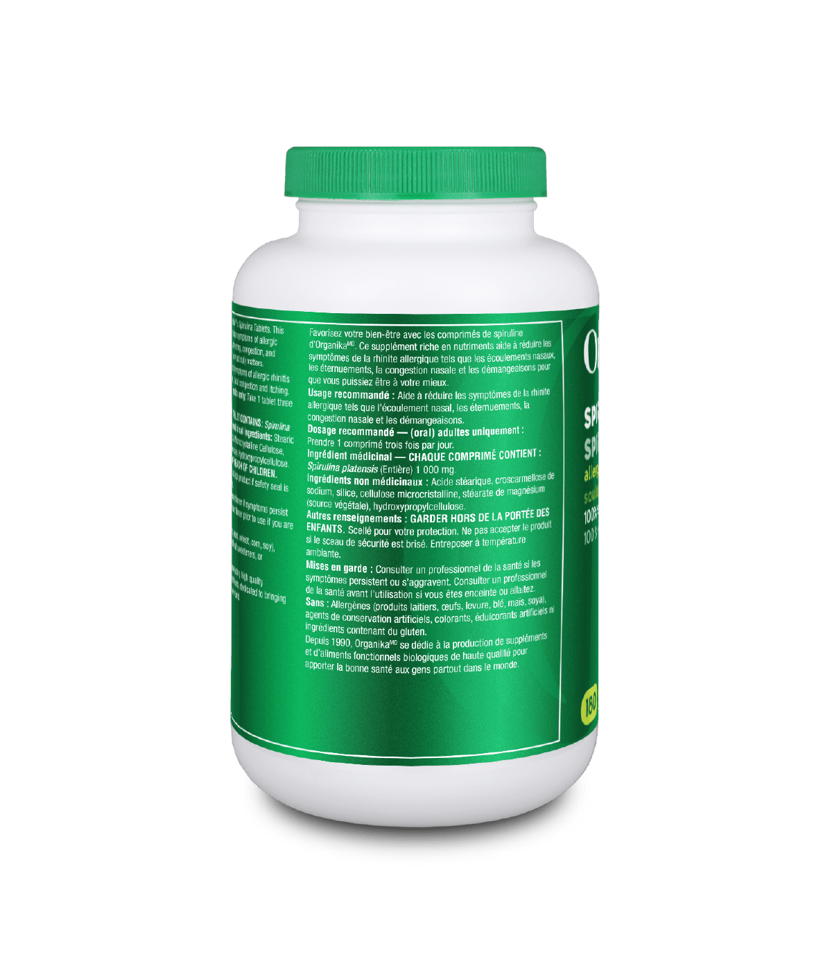 Spirulina Tablets - 1000 mg/180 tabs - Organika Health Products