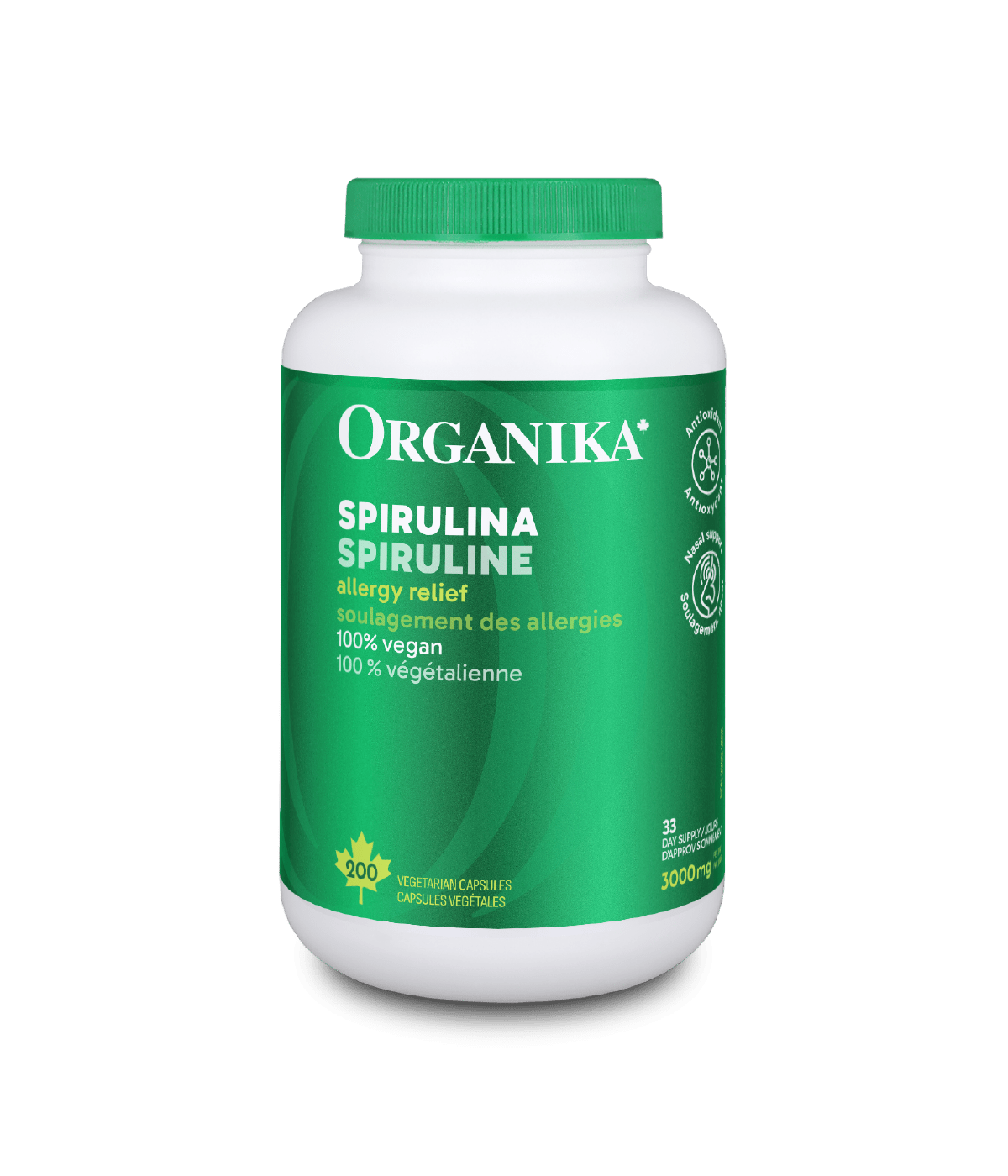 Spirulina Tablets - 500 mg/200 Vcaps - Organika Health Products
