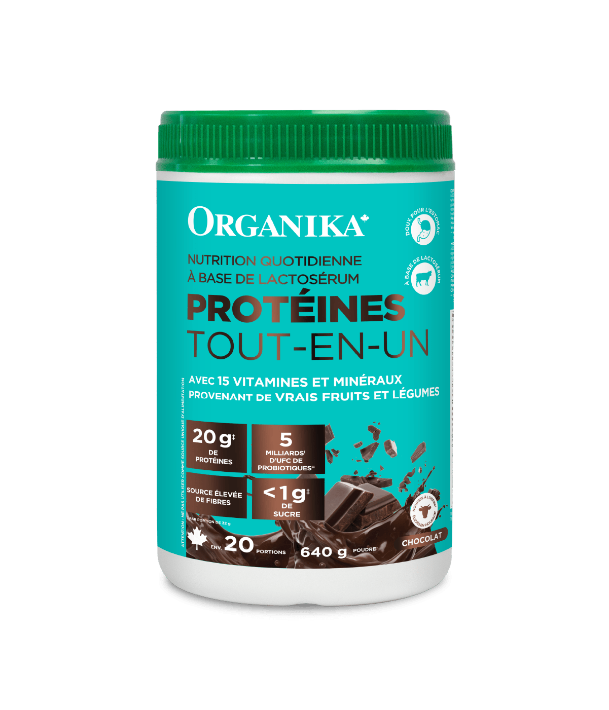 Whey - Based Daily Nutrition All - In - One Protein - Chocolate - 640 g - Organika Health Products