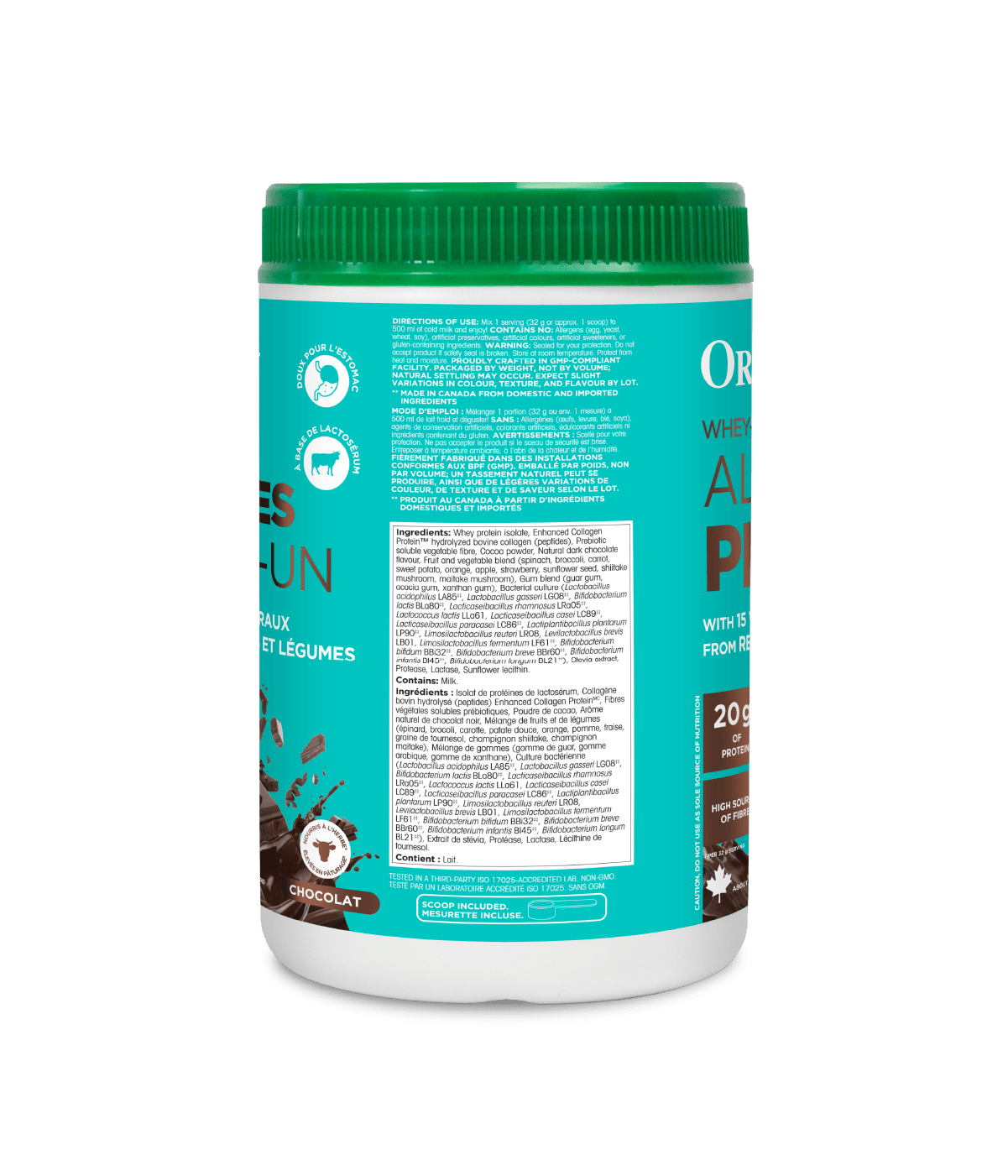 Whey - Based Daily Nutrition All - In - One Protein - Chocolate - 640 g - Organika Health Products