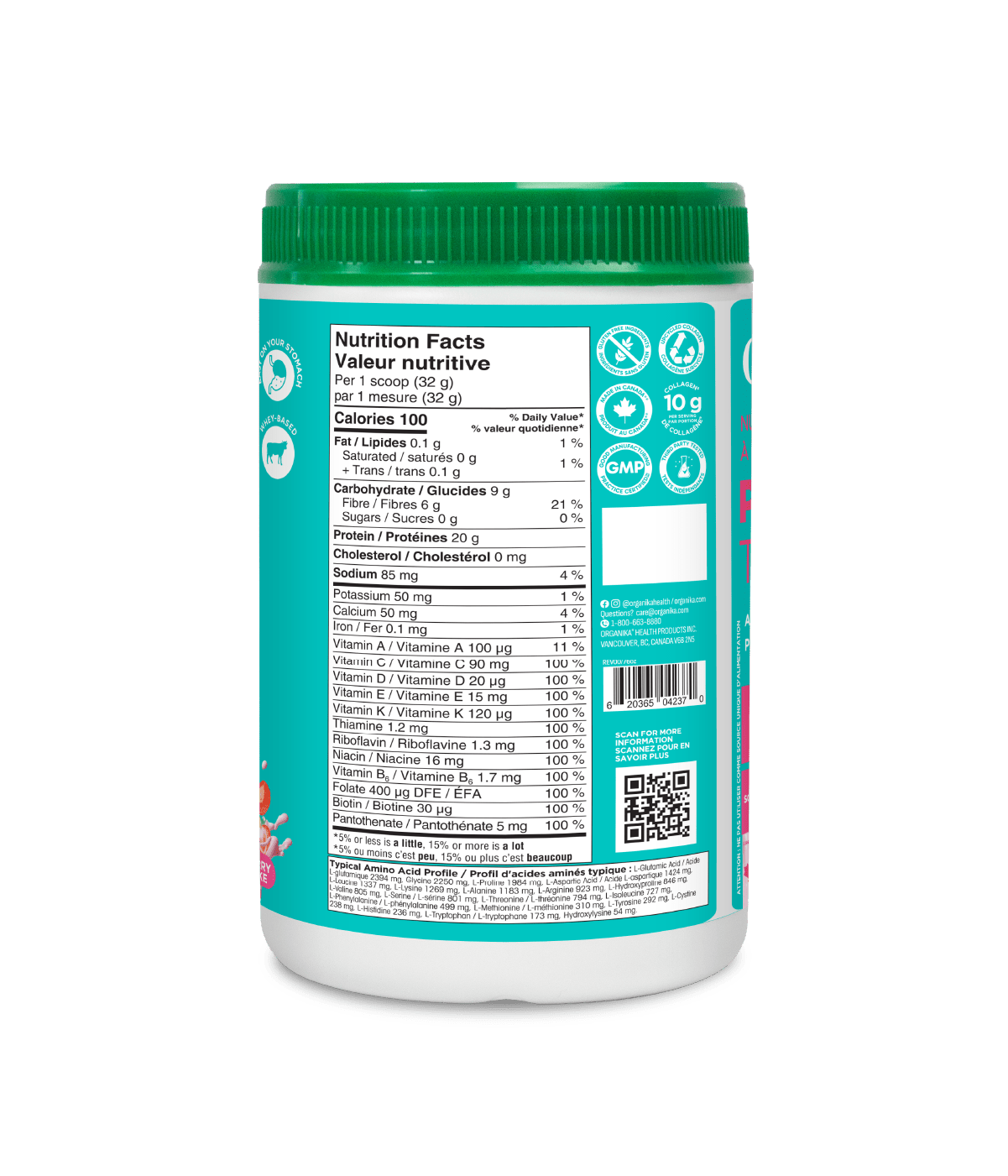 Whey - Based Daily Nutrition All - In - One Protein - Strawberry Shortcake - 640 g - Organika Health Products