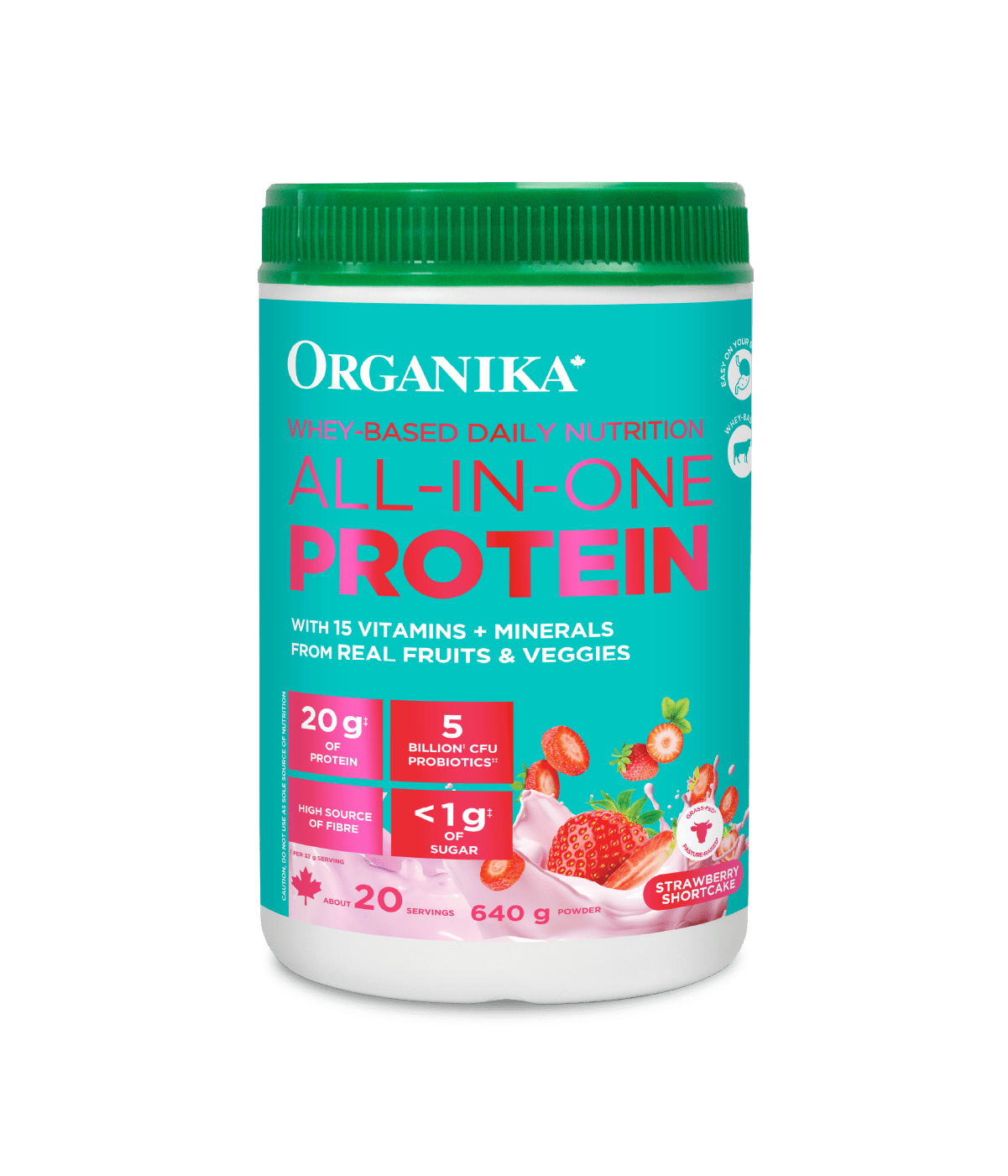 Whey - Based Daily Nutrition All - In - One Protein - Strawberry Shortcake - 640 g - Organika Health Products