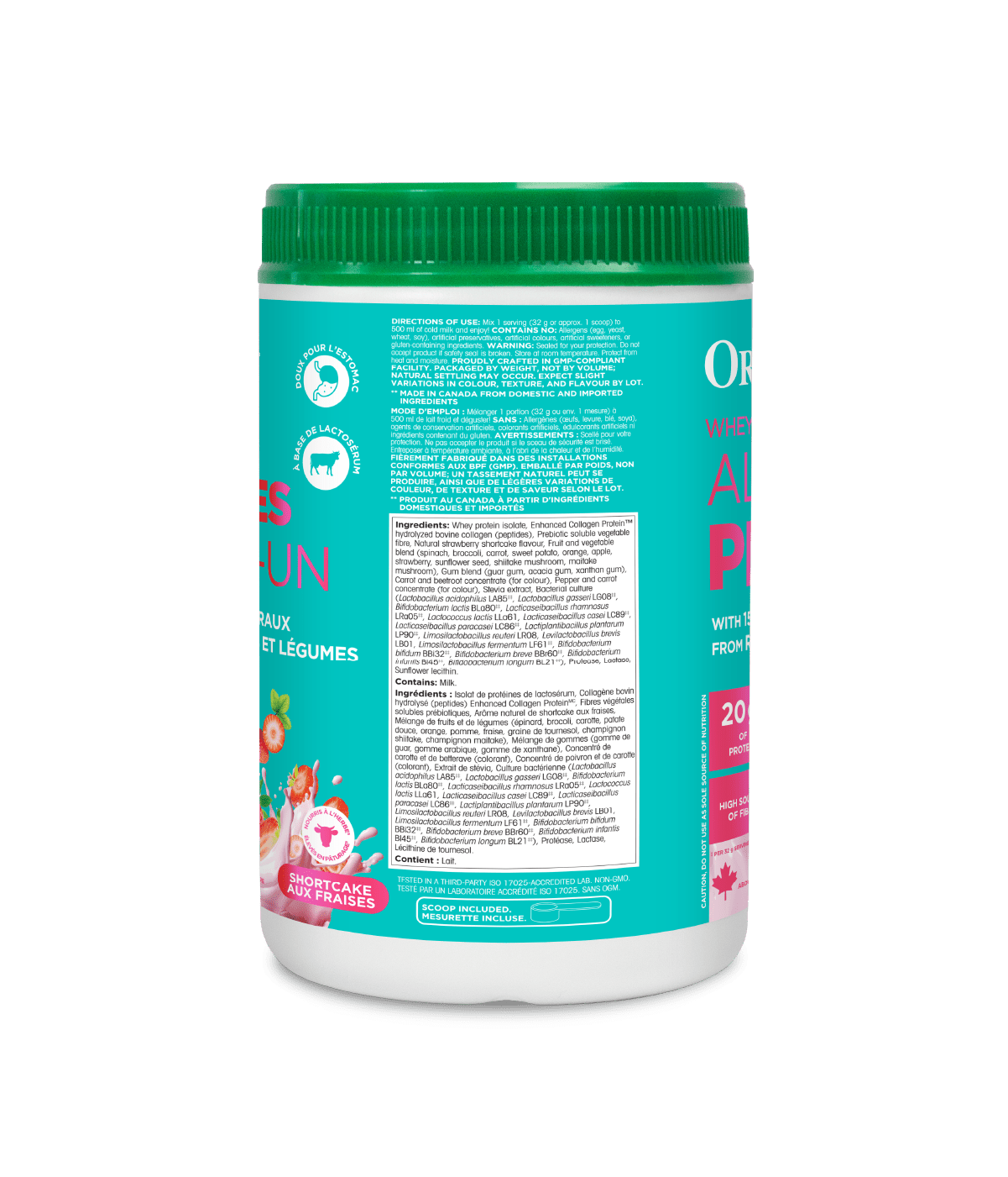Whey - Based Daily Nutrition All - In - One Protein - Strawberry Shortcake - 640 g - Organika Health Products