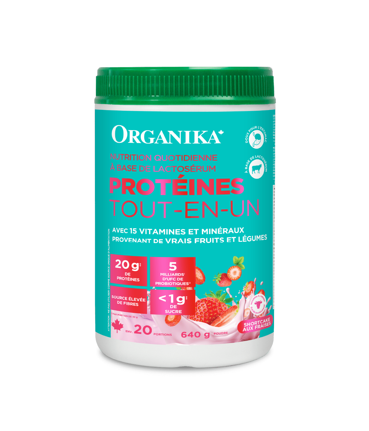 Whey - Based Daily Nutrition All - In - One Protein - Strawberry Shortcake - 640 g - Organika Health Products