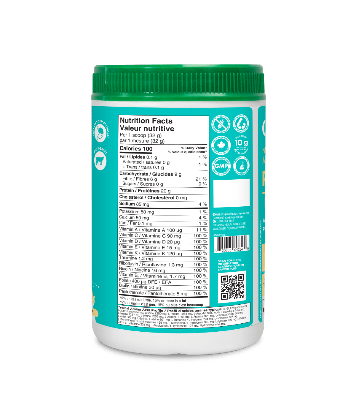 Whey - Based Daily Nutrition All - In - One Protein - Vanilla - 640 g - Organika Health Products