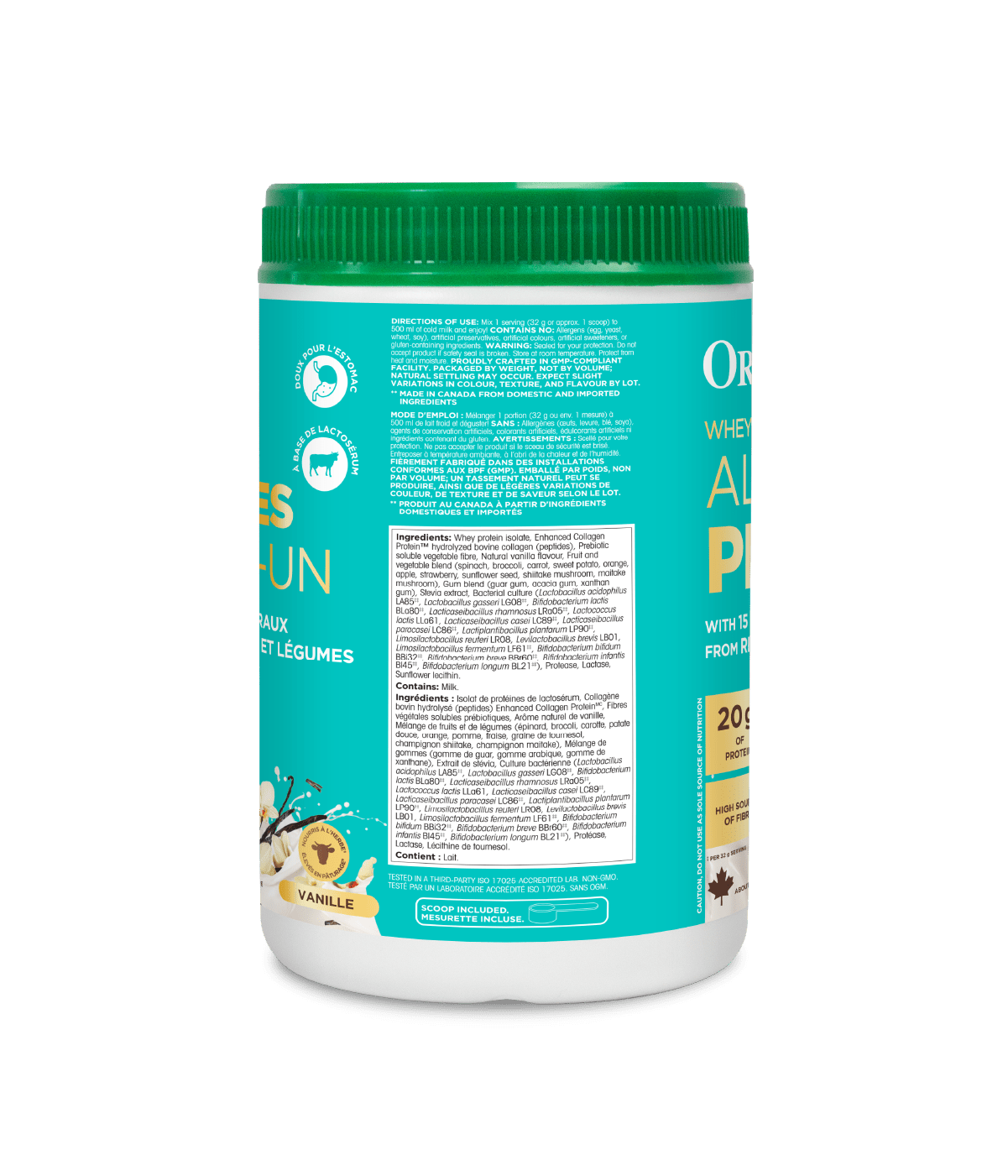 Whey - Based Daily Nutrition All - In - One Protein - Vanilla - 640 g - Organika Health Products