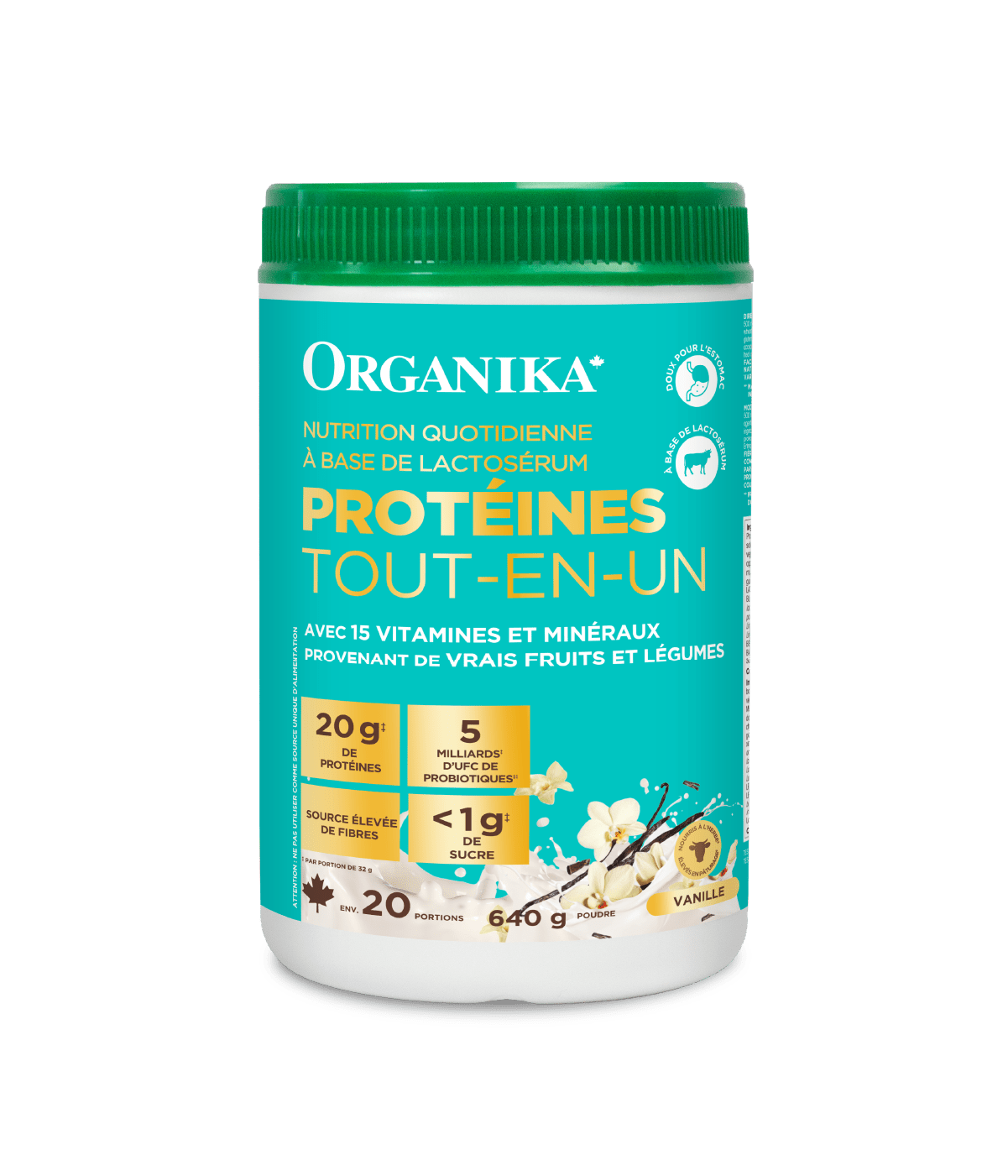 Whey - Based Daily Nutrition All - In - One Protein - Vanilla - 640 g - Organika Health Products