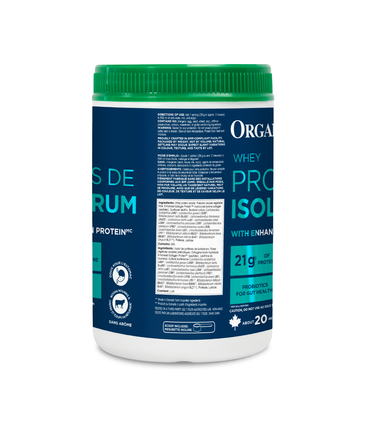 Whey Protein Isolated with Enhanced Collagen Protein - Unflavoured - Organika Health Products