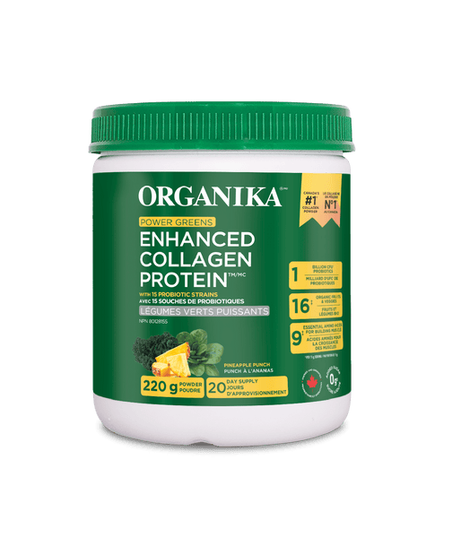 Enhanced Collagen Protein Power Greens with Probiotics - Pineapple Punch - Organika Health Products