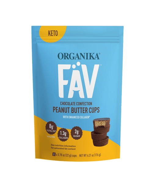 FÄV Chocolate Confection Peanut Butter Cups (USA) - 8 x 0.78 oz (22 g) / 6.21 oz bag - Organika Health Products