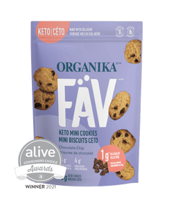 FÄV Keto Mini Cookies - Chocolate Chip 90g Pouch - 90g Pouch - Organika Health Products