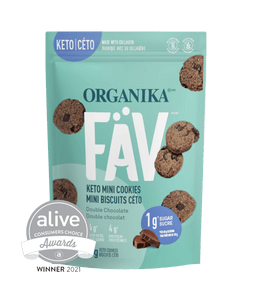 FÄV Keto Mini Cookies - Double Chocolate 90g Pouch - 90g Pouch - Organika Health Products