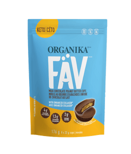 FÄV Milk Chocolate Peanut Butter Cups with Enhanced Collagen - 8 Cup Pouch - Organika Health Products