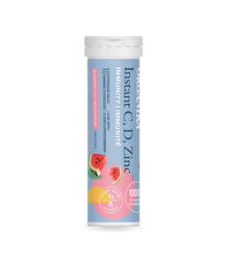 Instant C, D, Zinc Immunity Effervescent - Watermelon - Single Tube - Organika Health Products