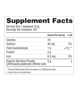 Organic Spirulina (USA) - 17.64 oz / 500 g - Organika Health Products